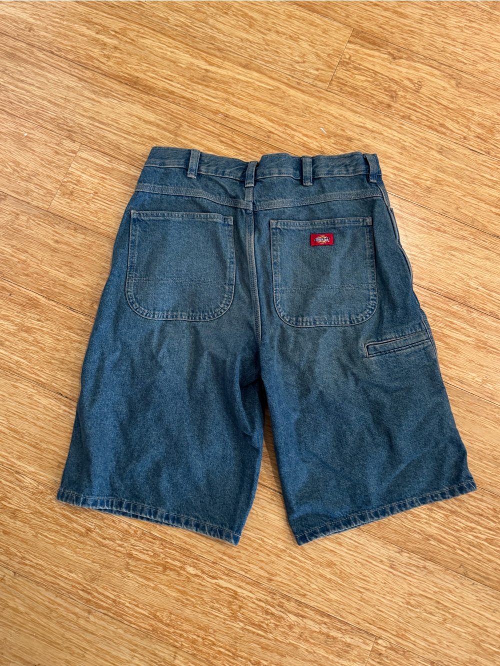 Dickies blue stone washed long denim jean shorts